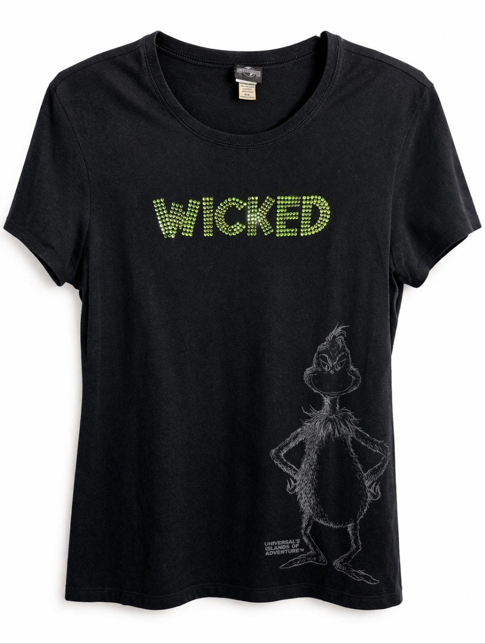 Universal Studios Wicked Grinch Tee Rhinestone Graphic Black Size 2XL